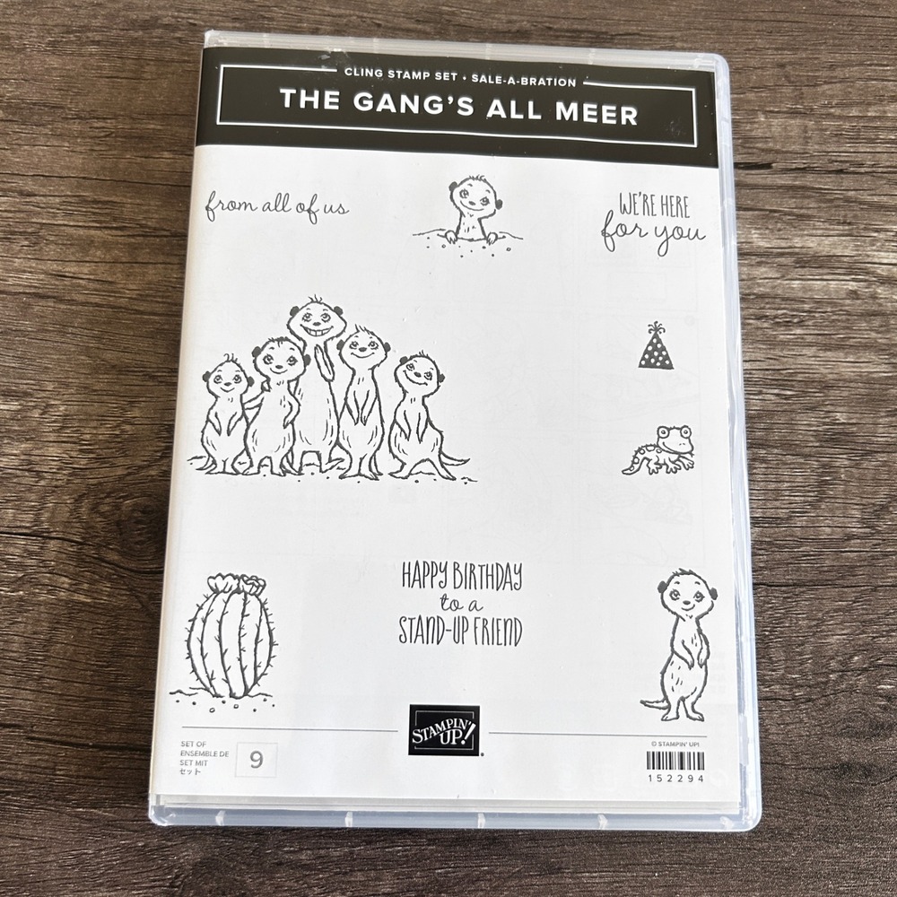Stampin‎ Up The Gangs All Meer Cling Stamp Set 152294 Meerkat Birthday Desert